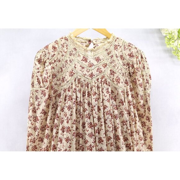 Doen Gabrielle Dress Midi Dress In Burgundy Songbird Toile Sz M - Picture 3 of 10